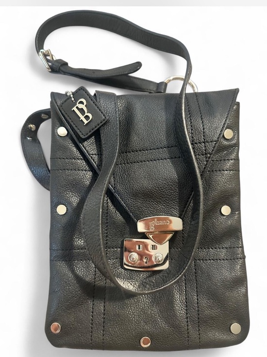Bolzano Handbags - Bolzano Black Soft Leather Crossbody Bag Silver Hardware Studded Y2K